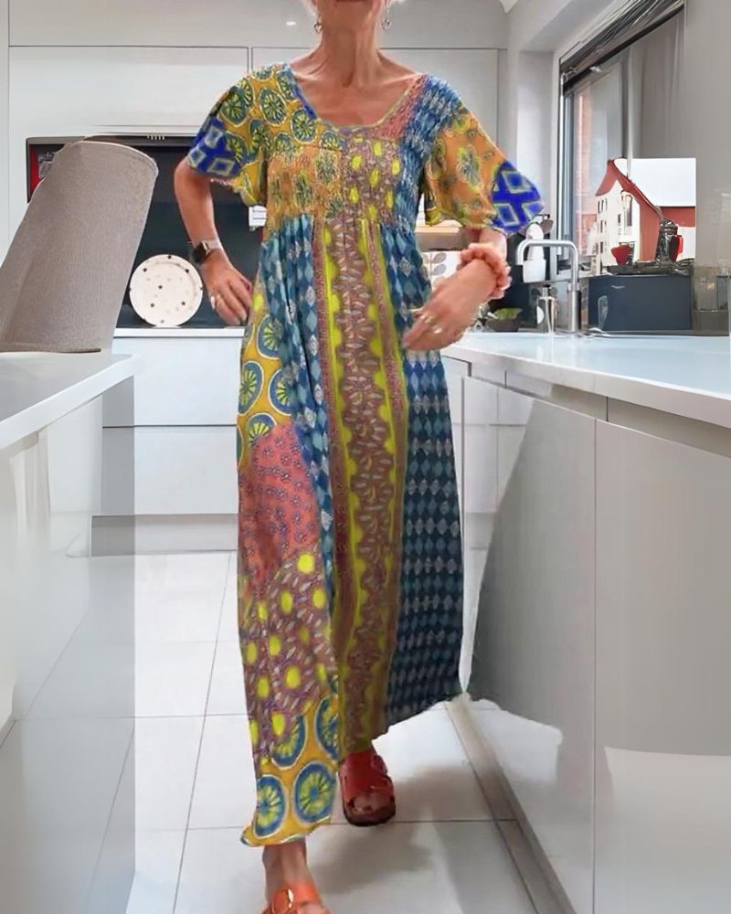 FRANCESCA | ABITO MAXI BOHEMIEN CON STAMPA