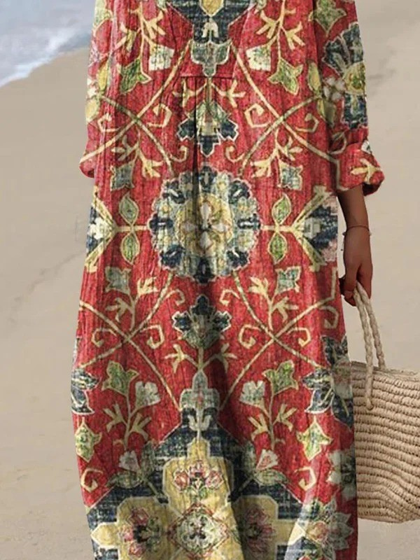 SUNNY | VINTAGE LOVELY FLORAL ART PRINT FLOWY DRESS