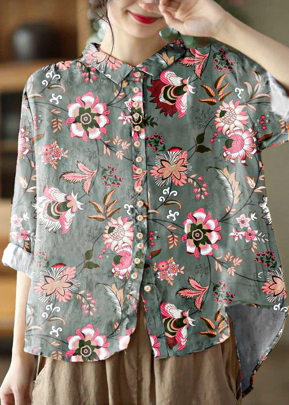 ELISA | BLUSA STAMPATA CON COLLETTO