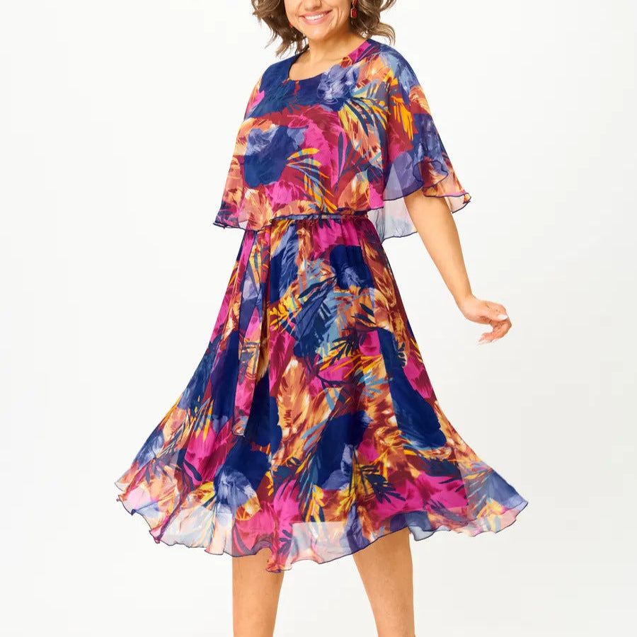 CAMILLA | ABITO MIDI IN CHIFFON CON STAMPA