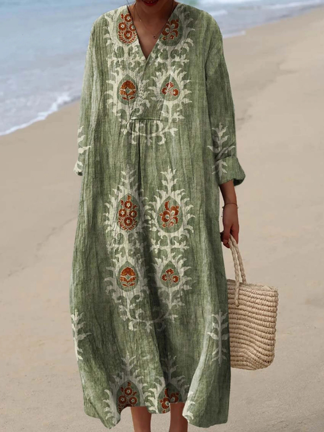 SIA | VINTAGE ETHNIC FLORAL ART PRINT DRESS