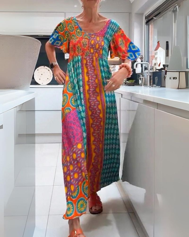 FRANCESCA | ABITO MAXI BOHEMIEN CON STAMPA