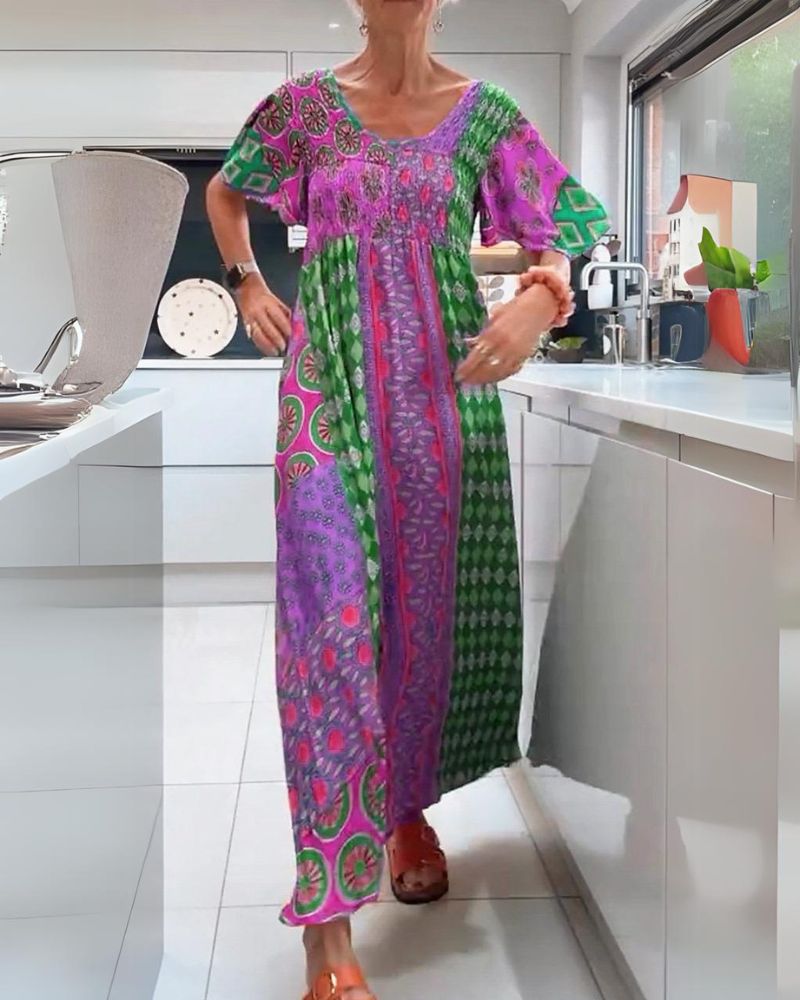 FRANCESCA | ABITO MAXI BOHEMIEN CON STAMPA