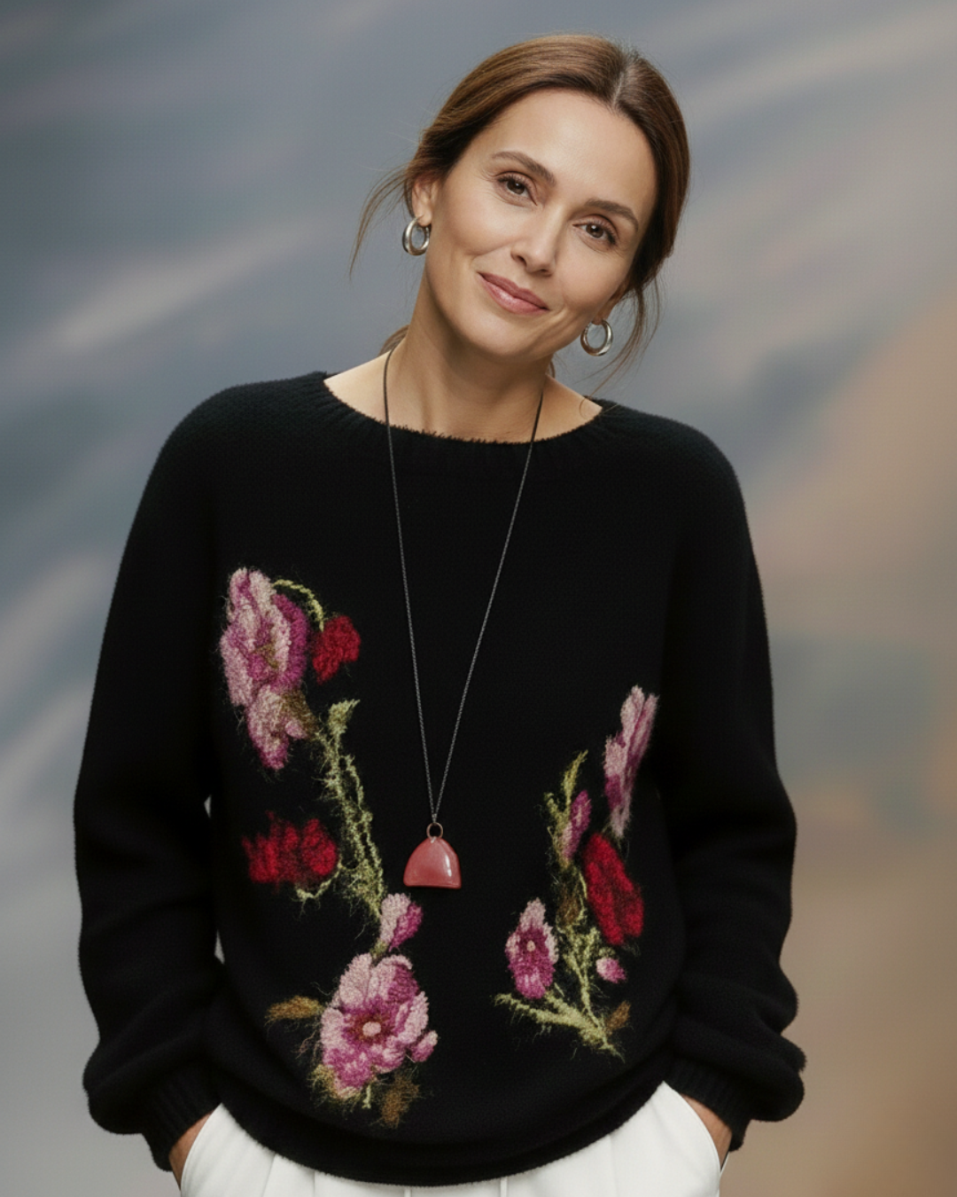 LAVINIA | MAGLIONE JACQUARD NERO