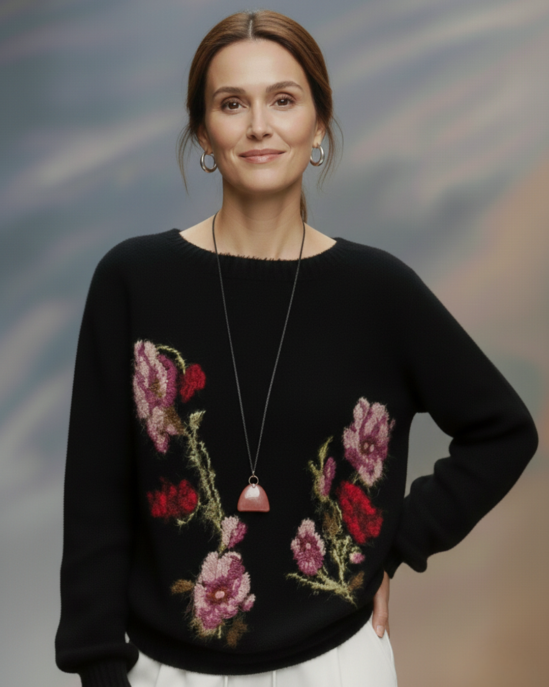 LAVINIA | MAGLIONE JACQUARD NERO