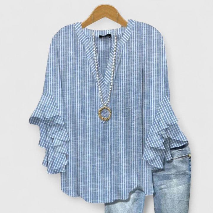 ELISA | BLUSA FLOREALE CON MANICHE A RUCHES