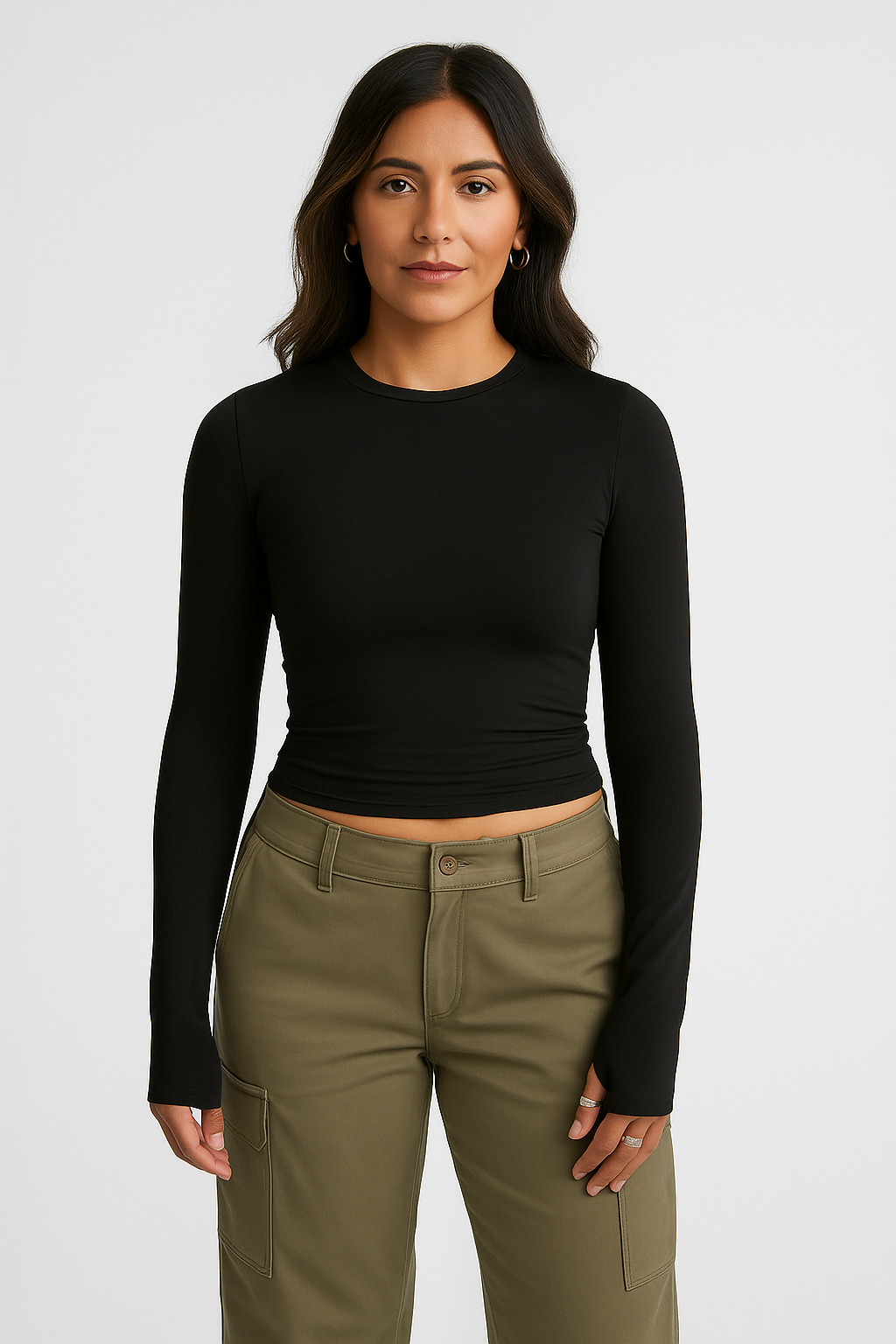 Top Donna Manica Lunga – Girocollo Street, Sottile & Elasticizzato