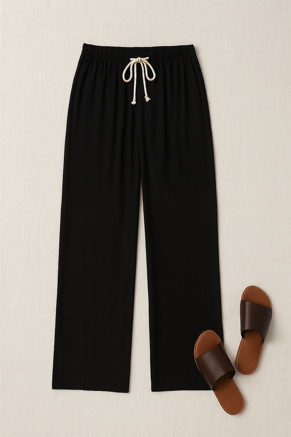 Pantaloni Donna – Gamba Ampia Drappeggiata, Vita Alta & Fluente