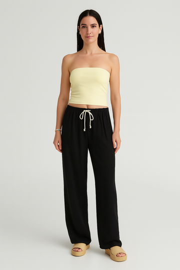 Pantaloni Donna – Gamba Ampia Drappeggiata, Vita Alta & Fluente