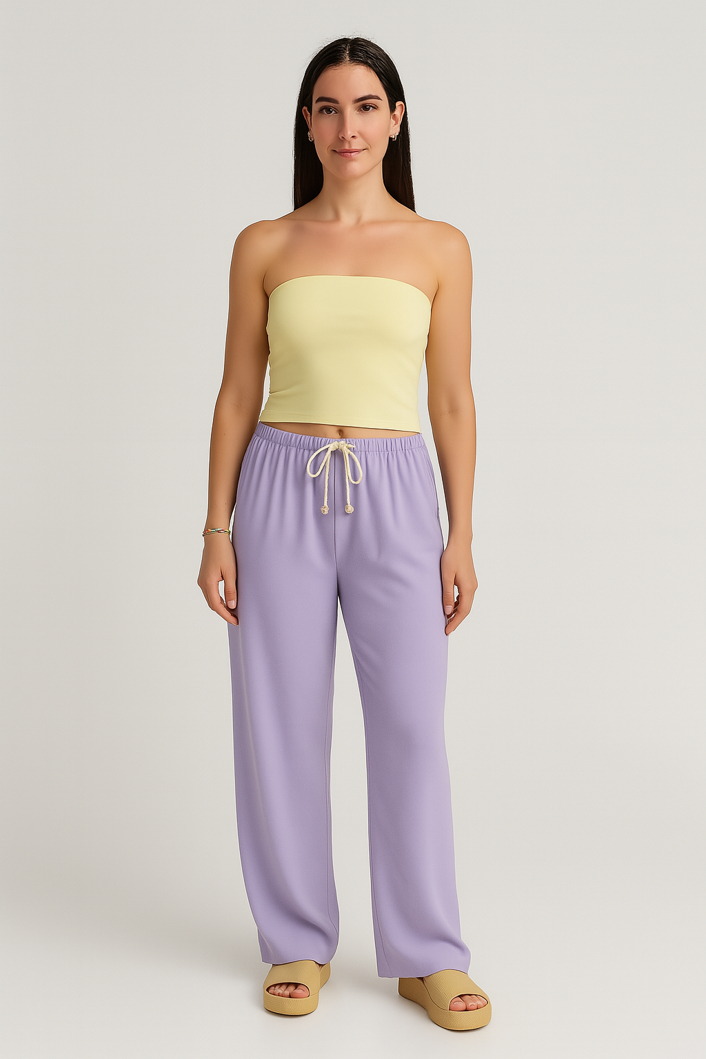 Pantaloni Donna – Gamba Ampia Drappeggiata, Vita Alta & Fluente