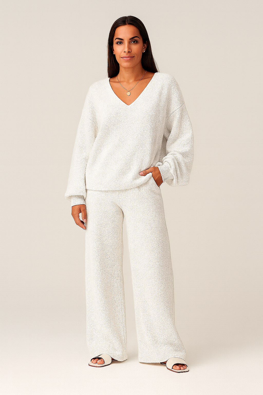 Coordinato Donna – Scollo a V, Caldo & Elegante