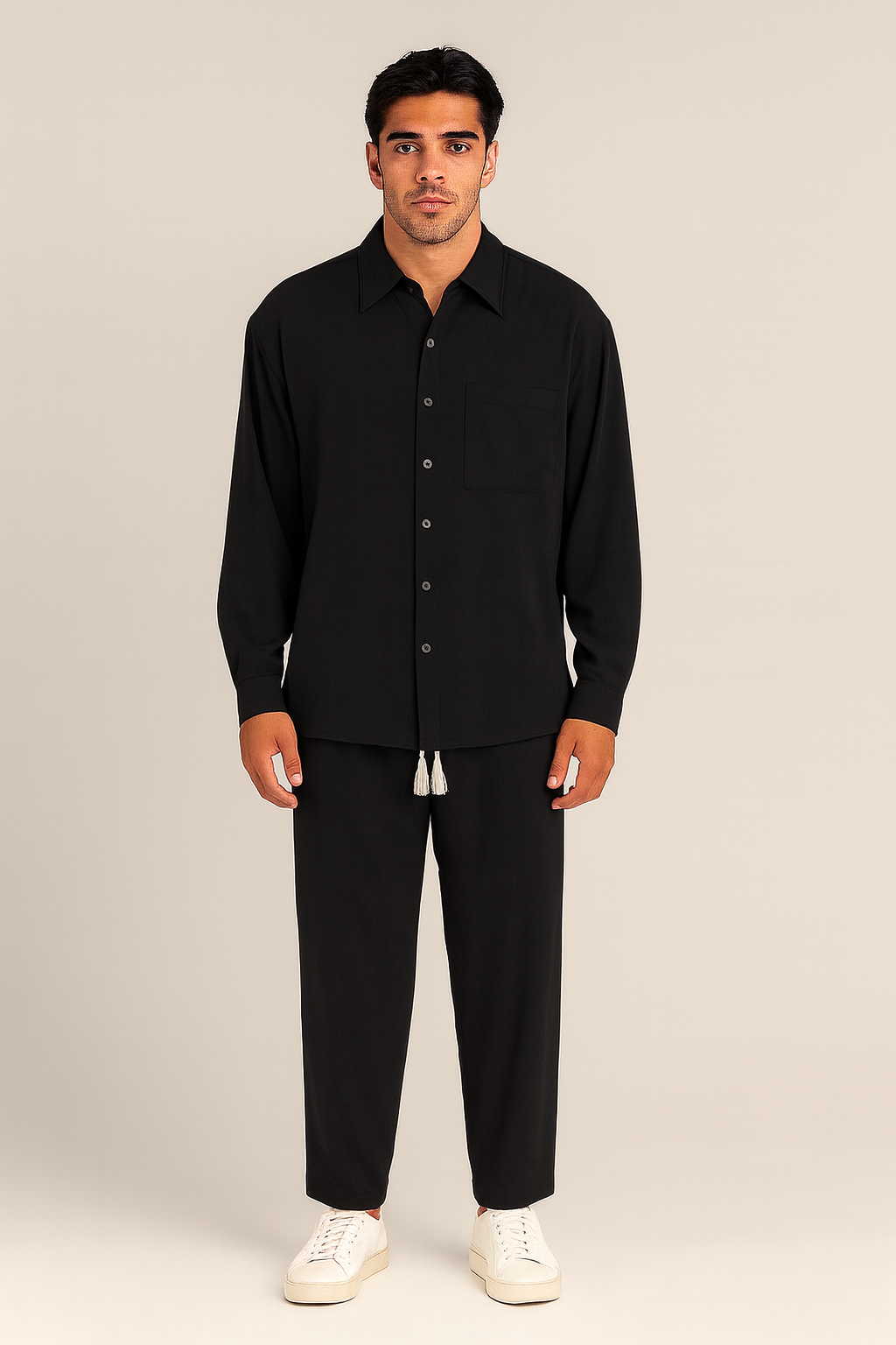 Set Uomo – Camicia e Pantaloni Lino-Look, Comodi & Classici
