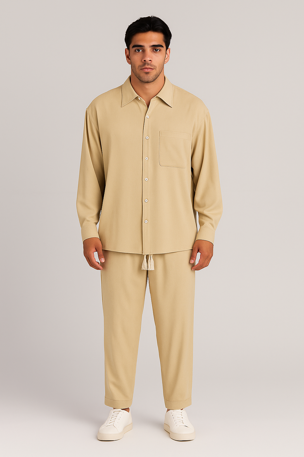 Set Uomo – Camicia e Pantaloni Lino-Look, Comodi & Classici