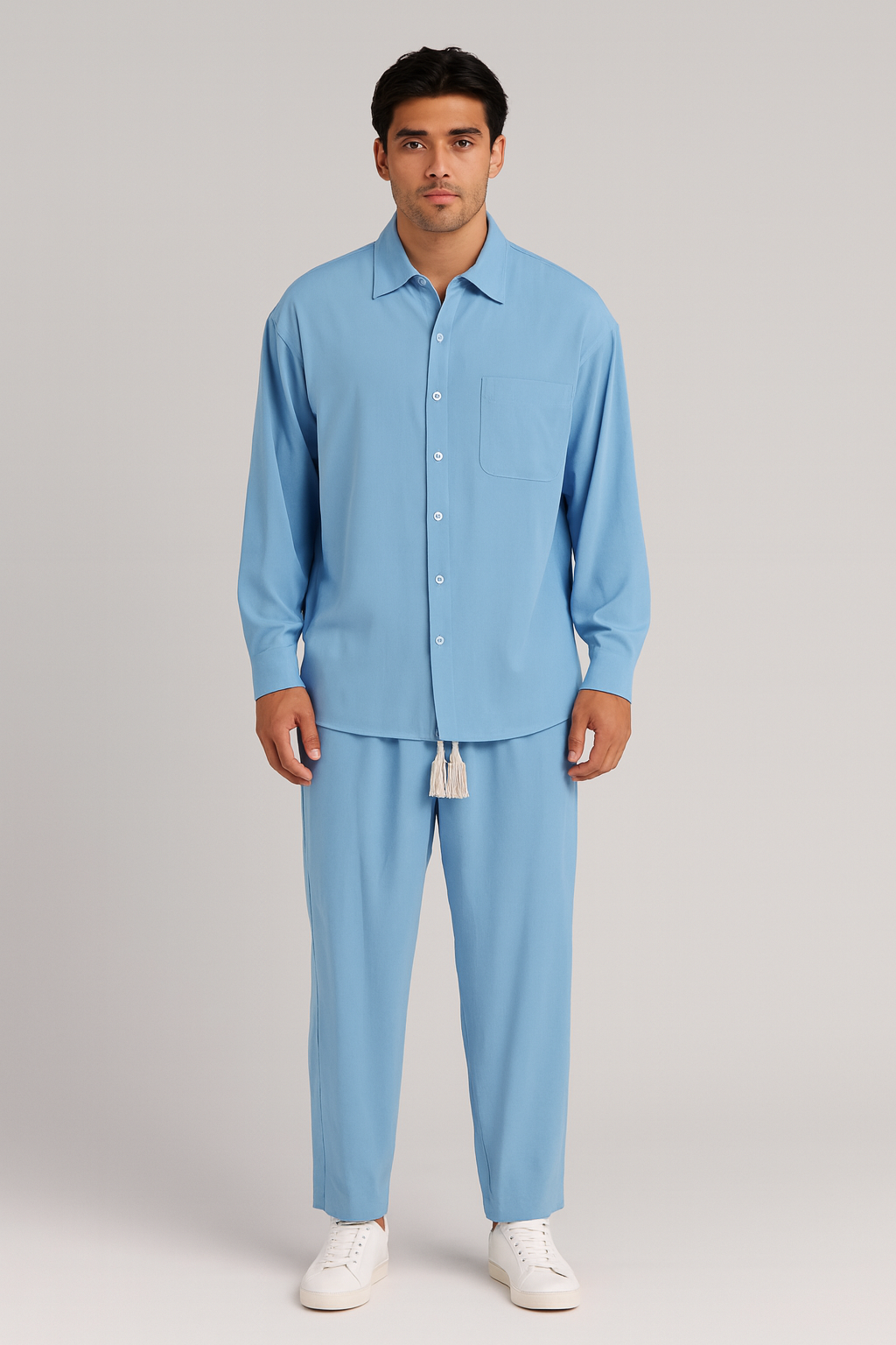 Set Uomo – Camicia e Pantaloni Lino-Look, Comodi & Classici