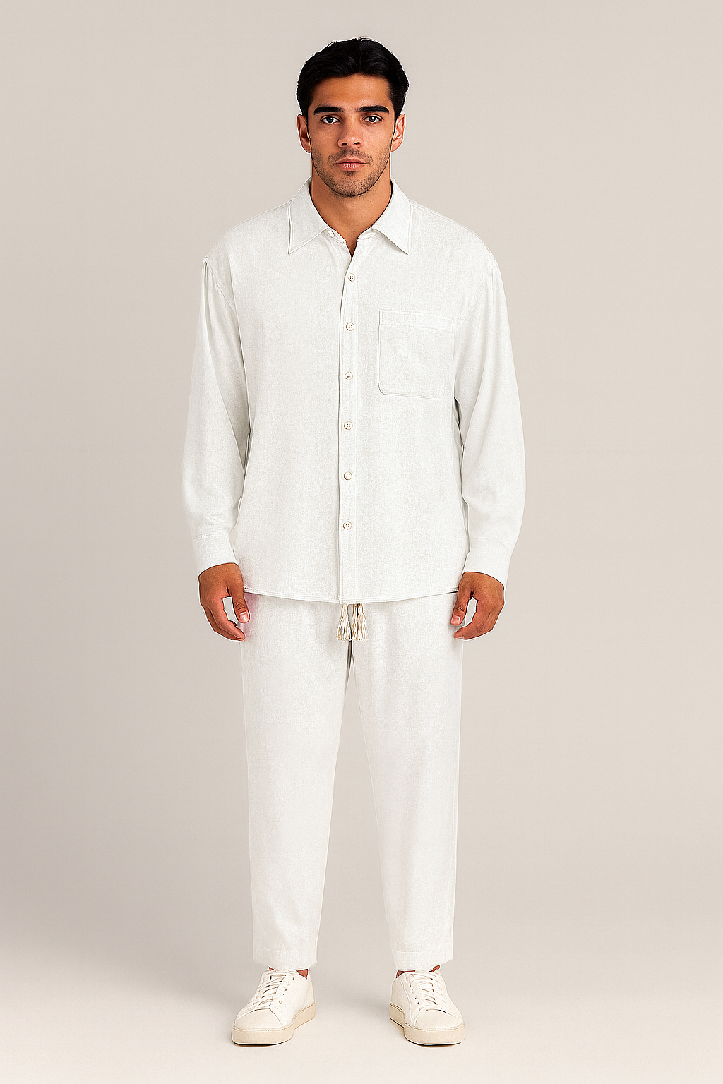 Set Uomo – Camicia e Pantaloni Lino-Look, Comodi & Classici