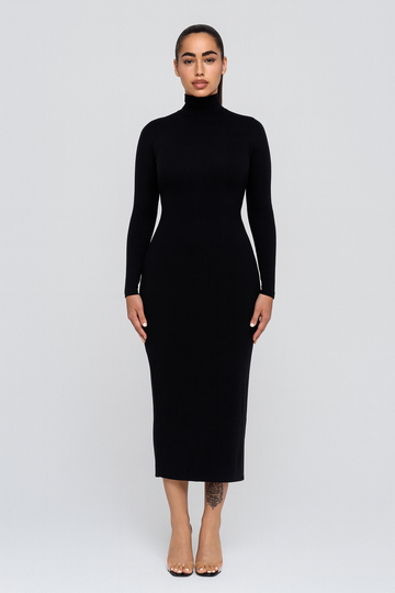 Vestito Midi Donna – Dolcevita, Sottile & Elegante