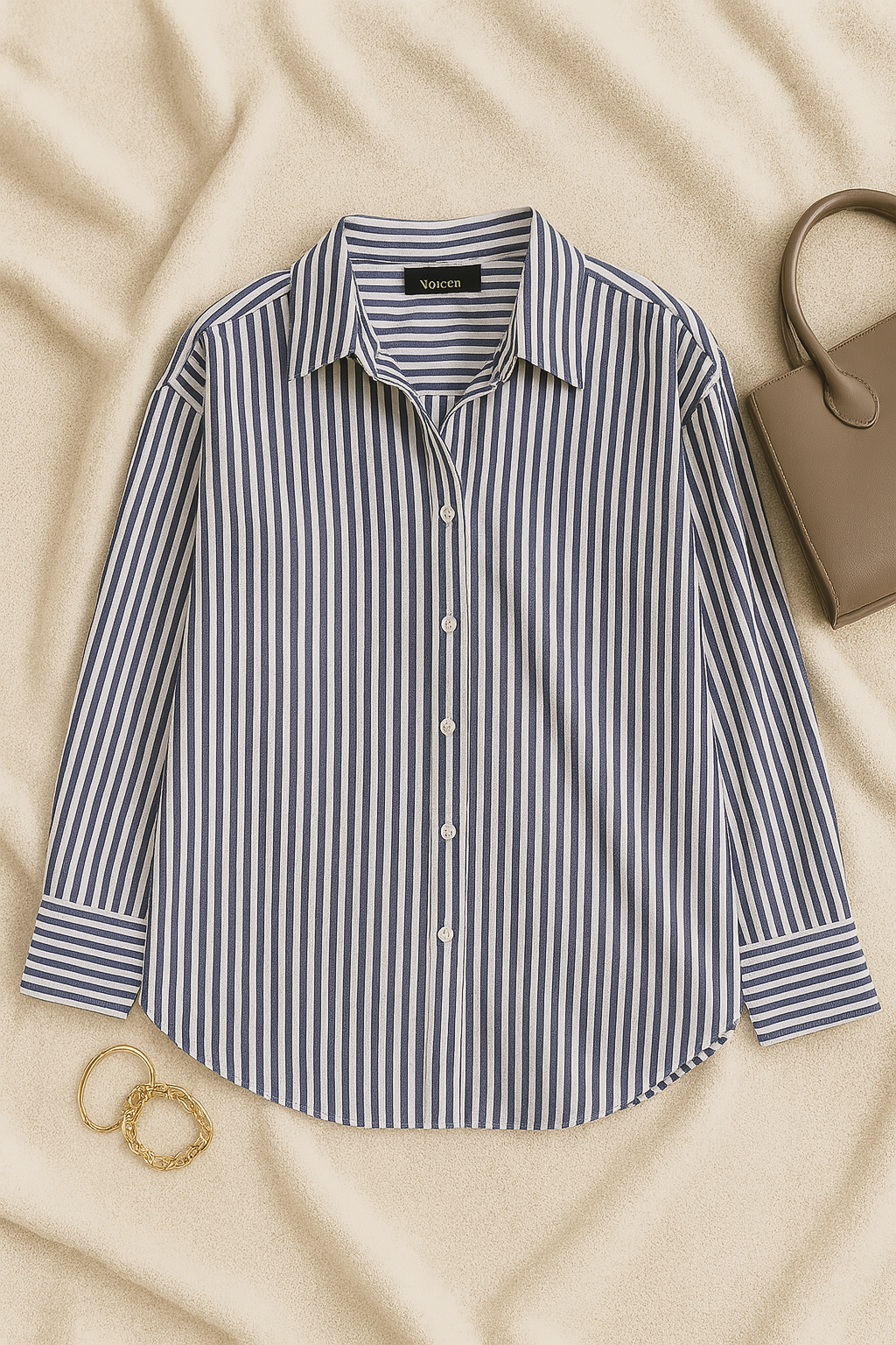 Camicia Donna – Scollo a V & Risvolto, Elegante & Morbida