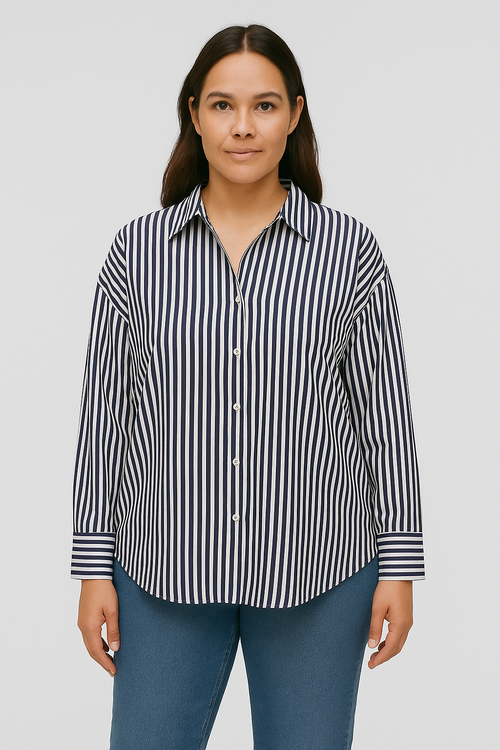 Camicia Donna – Scollo a V & Risvolto, Elegante & Morbida