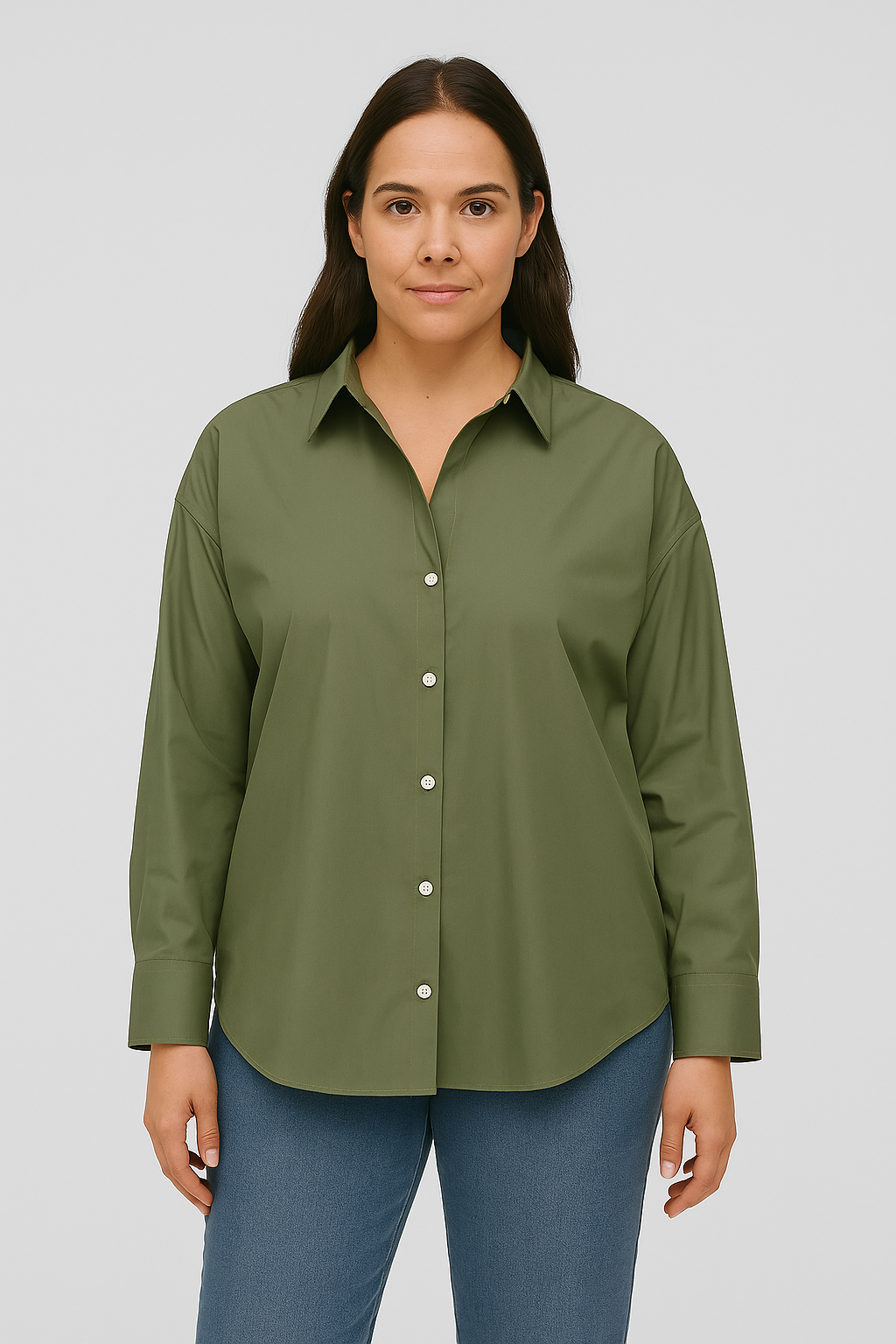 Camicia Donna – Scollo a V & Risvolto, Elegante & Morbida
