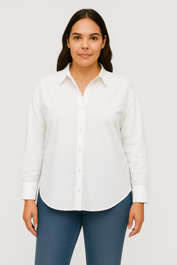 Camicia Donna – Scollo a V & Risvolto, Elegante & Morbida