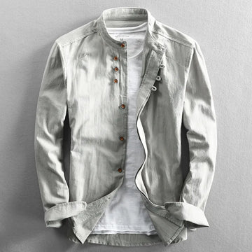RICCARDO | CAMICIA IN LINO CON COLLO ALLA COREANA