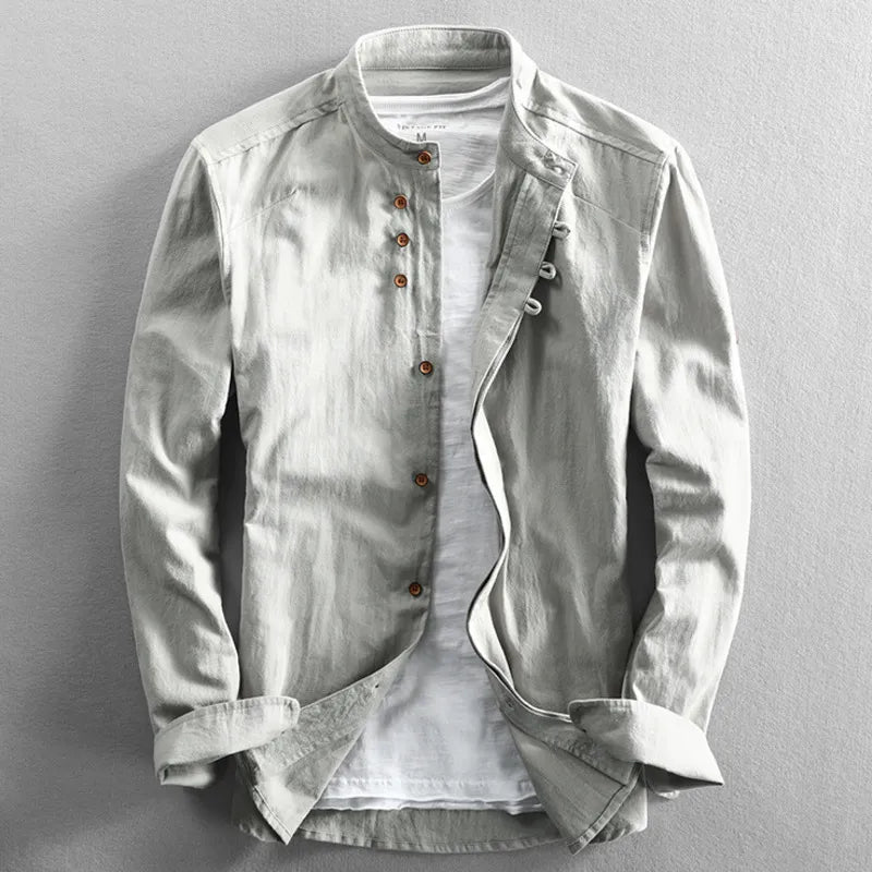 RICCARDO | CAMICIA IN LINO CON COLLO ALLA COREANA