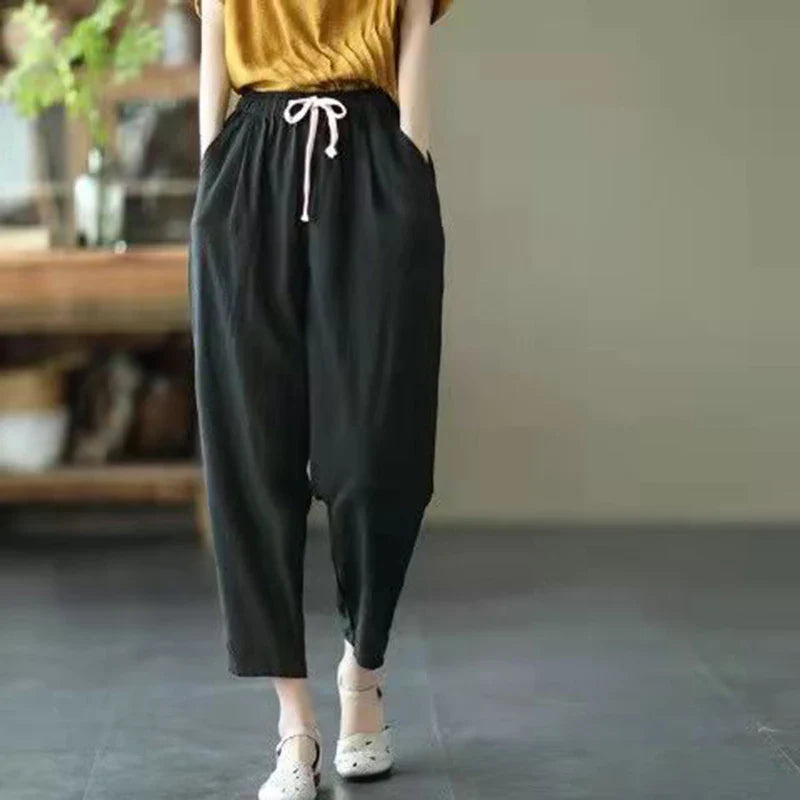 RAVELLA | HIGH-WAIST DRAWSTRING TROUSERS