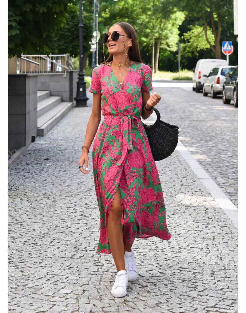 SOFIA | ABITO COLORATO CON SCOLLO A V