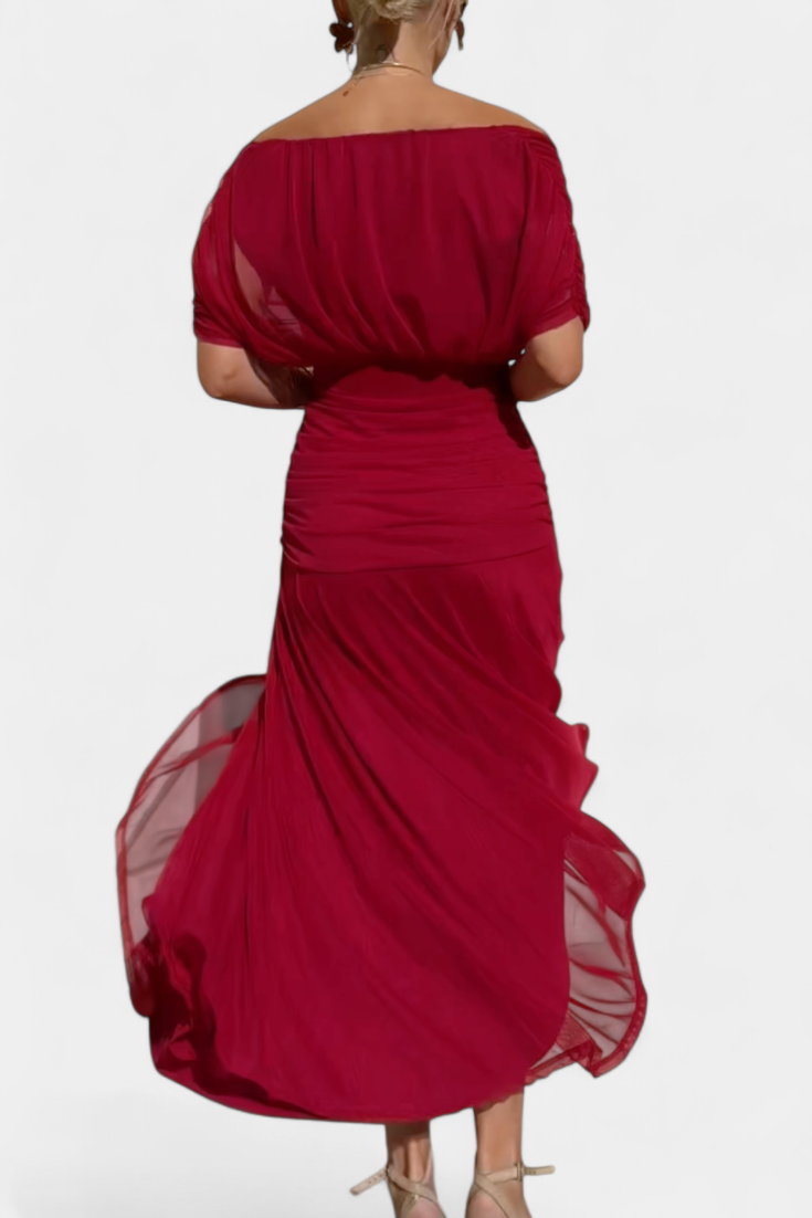 GIULIA | ABITO LUNGO FLOREALE CON SCOLLO A V