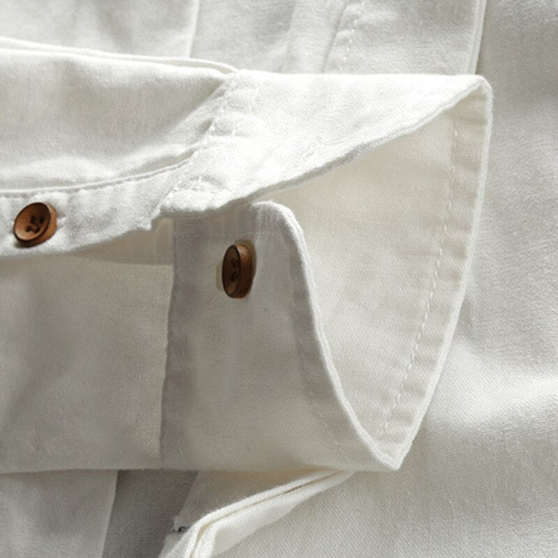 RICCARDO | CAMICIA IN LINO CON COLLO ALLA COREANA