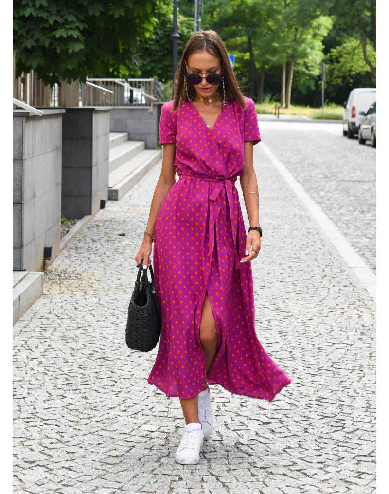 SOFIA | ABITO COLORATO CON SCOLLO A V