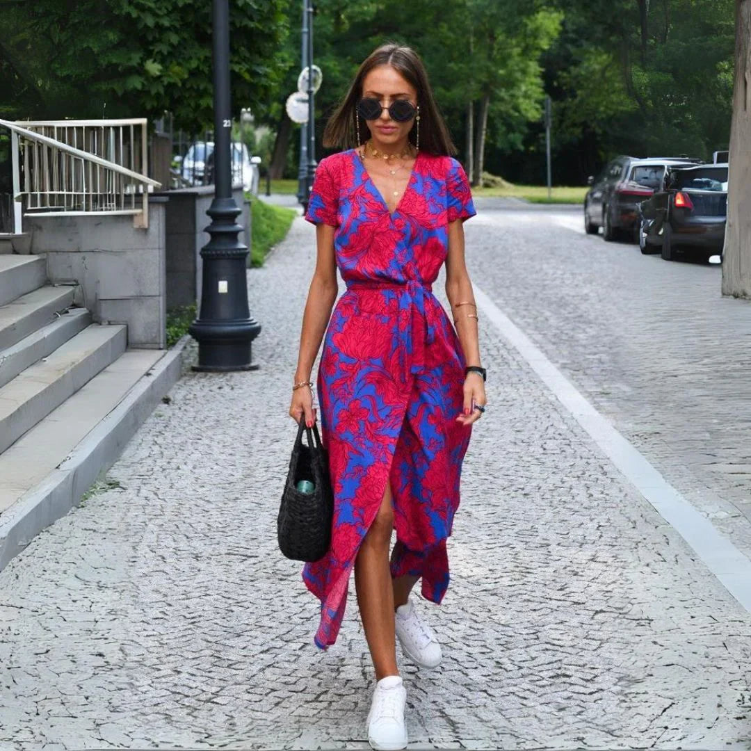 SOFIA | ABITO COLORATO CON SCOLLO A V