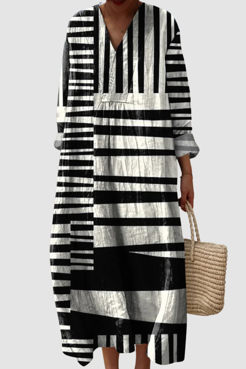 JANE | ABSTRACT STRIPE PATTERN PRINTED WOMEN’S DRESS