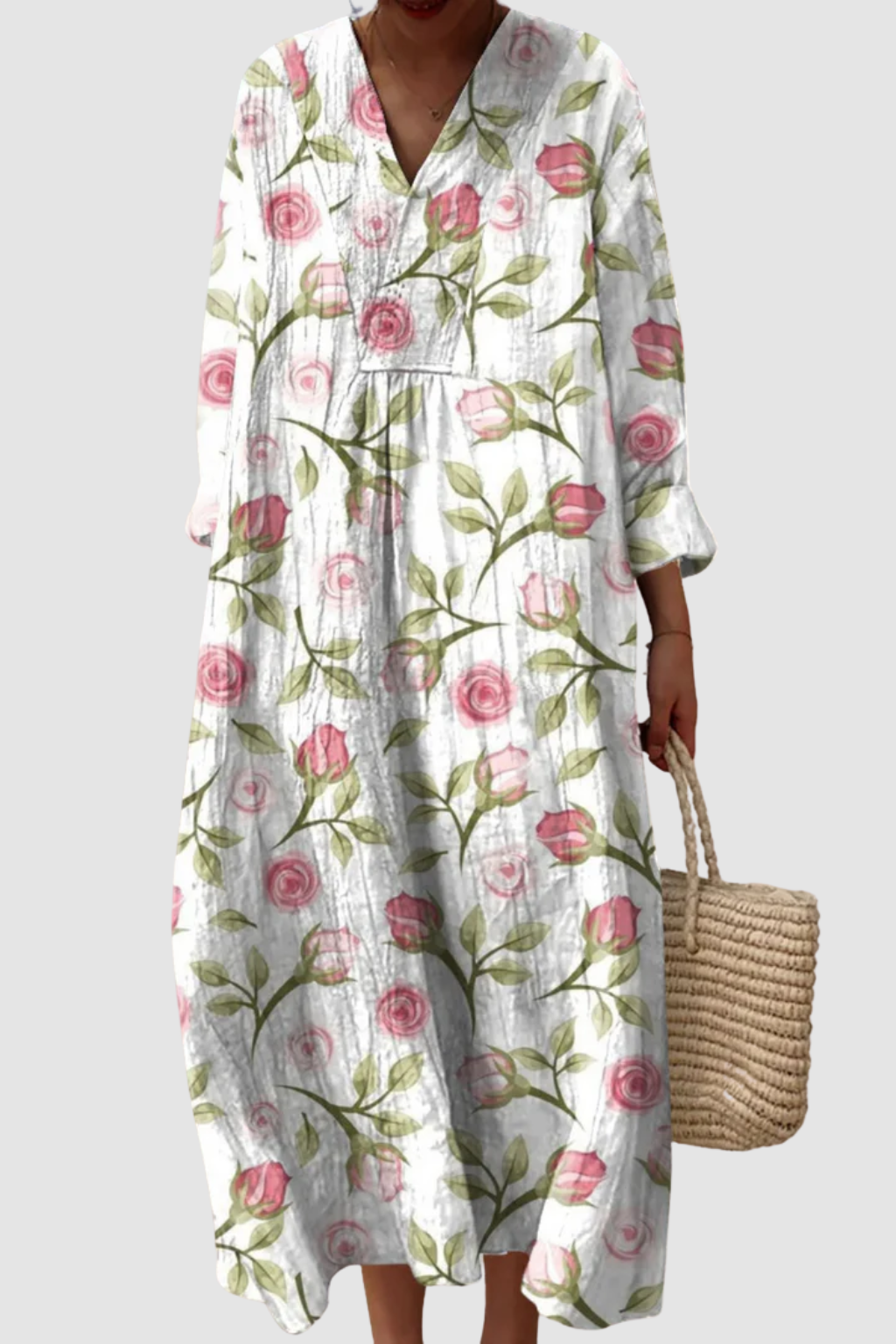 FIONA | SIMPLE ROSE FLOWER ART PRINT DRESS
