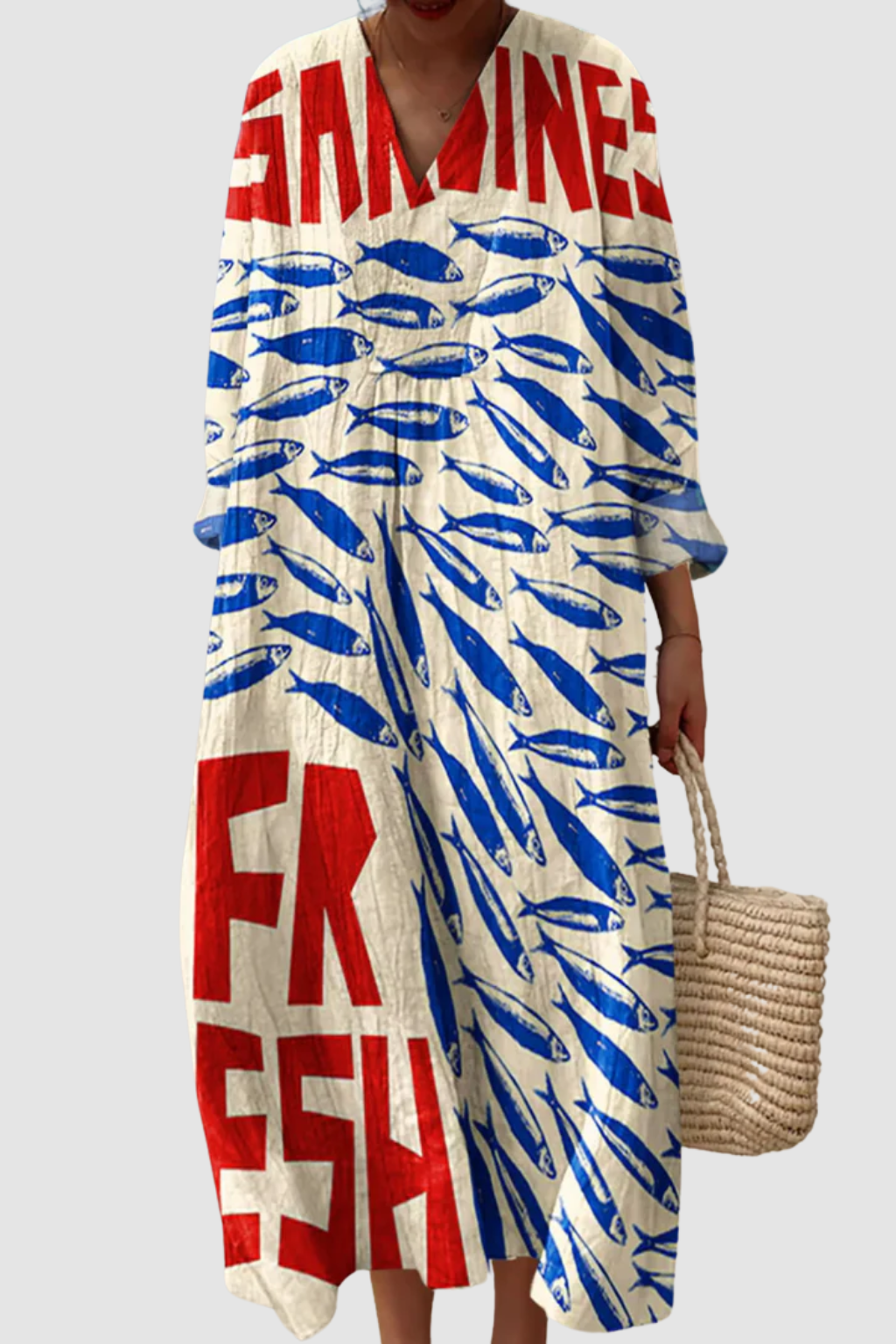 ALIDE | VINTAGE FISH SARDINES ART PRINT DRESS