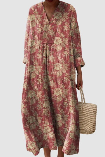 DROZJ | VINTAGE LOVELY FLORAL ART PRINT DRESS