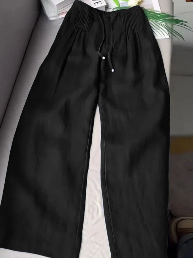 CHIARA | PANTALONI A GAMBA LARGA CON COULISSE